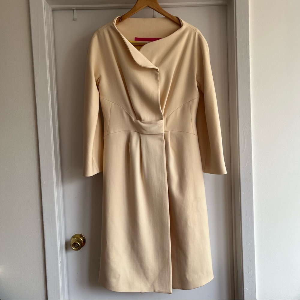 Emanuel Ungaro Vintage Cream Wool and Silk Lined Long Coat 40